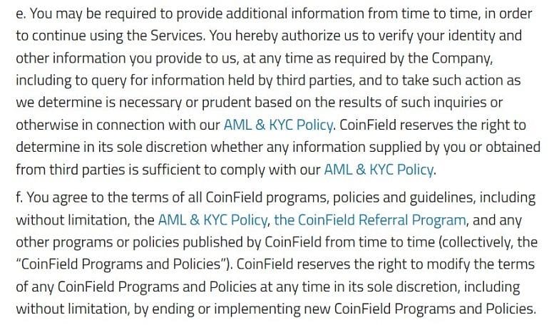 cainfield.com AML policy