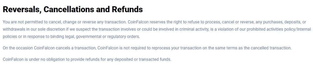 CoinFalcon refunds
