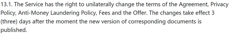 BitexBook changes the terms of the agreement