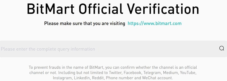 Verification on the Bitmart platform