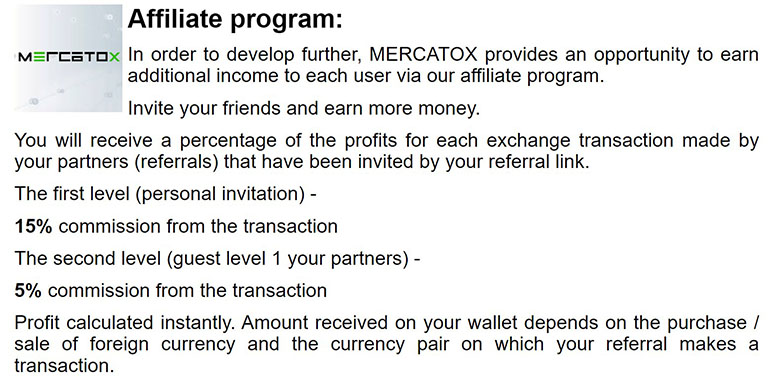 Mercatox affiliate program