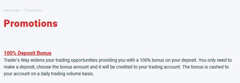 TradersWay Bonuses