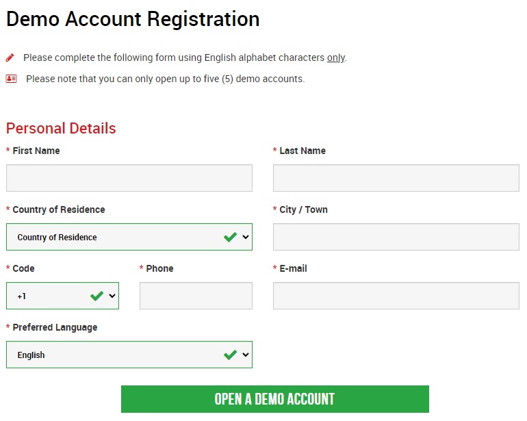 XM account registration