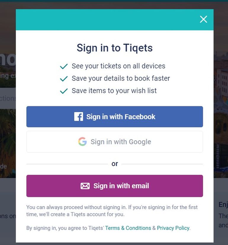 tiqets.com login to your account