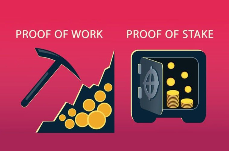 Proof of work and Proof of Stake mining