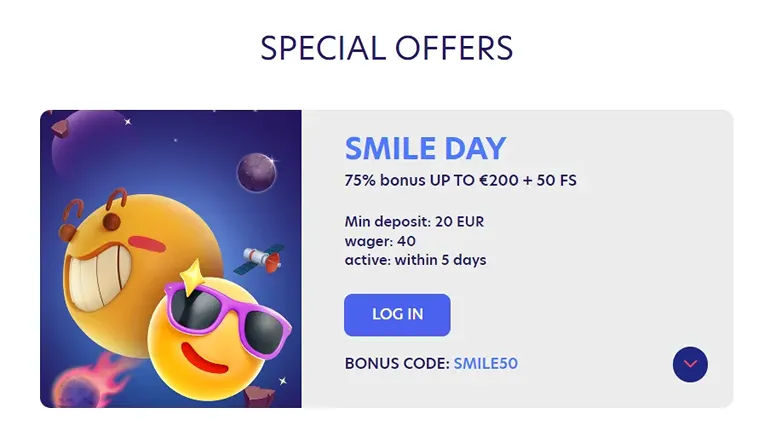 evospin.com bonus SMILE DAY
