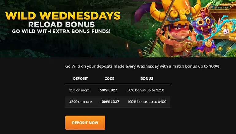 Wild Casino Wednesday Bonus