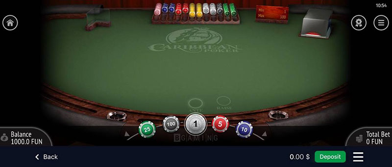 1Win App iOS Caribbean Poker
