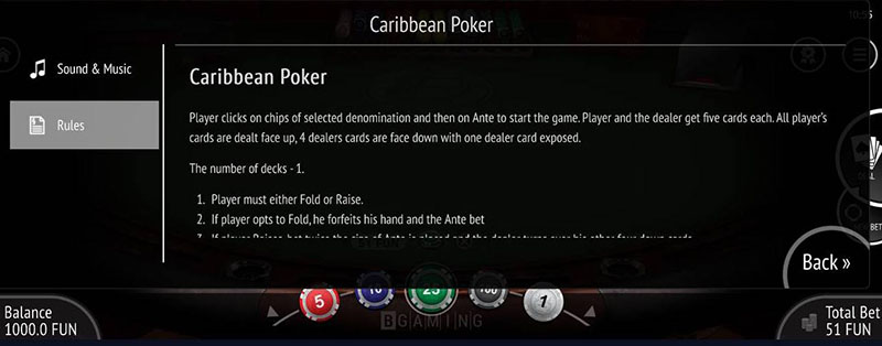 Aplikasi 1Win iOS Caribbean Poker