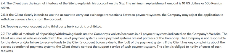 INTRADE.BAR account replenishment