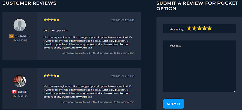 Reviews on Pocket Option