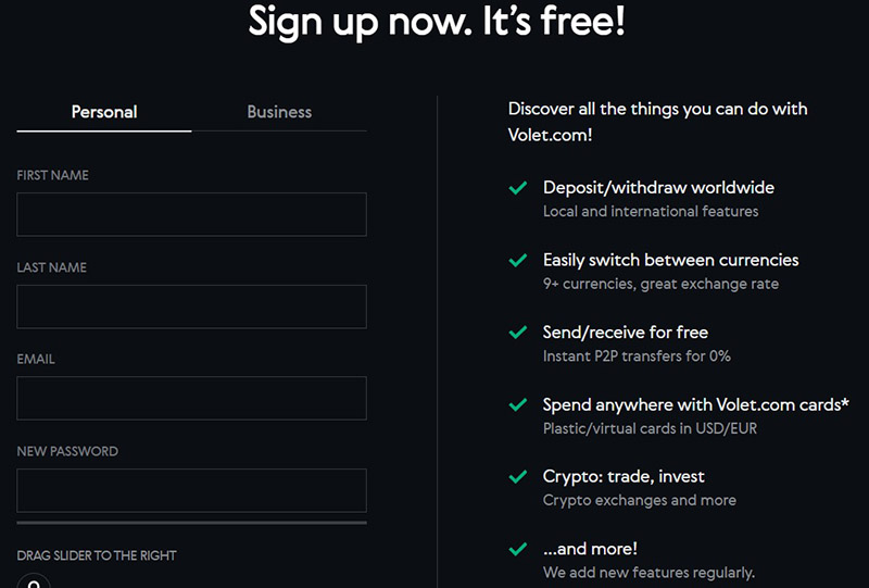 Registration in the Volet Payment System