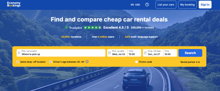 economybookings page