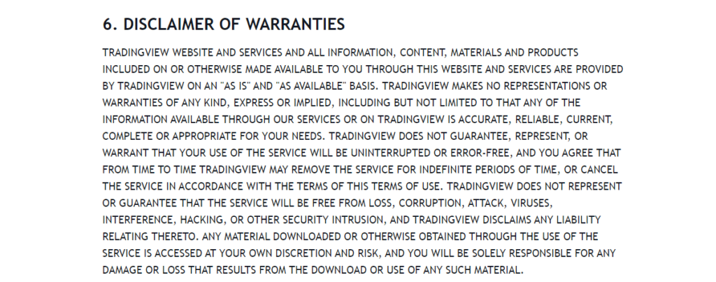 User agreement -Disclamer and warranties