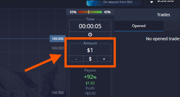 Pocket option trading -choose amount