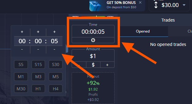 Pocket Option trading: time