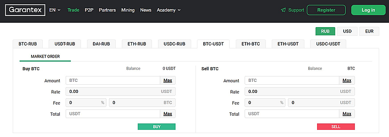 Garantex Interface