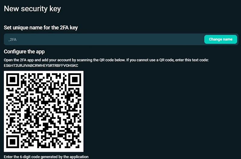 Deribit Security Key