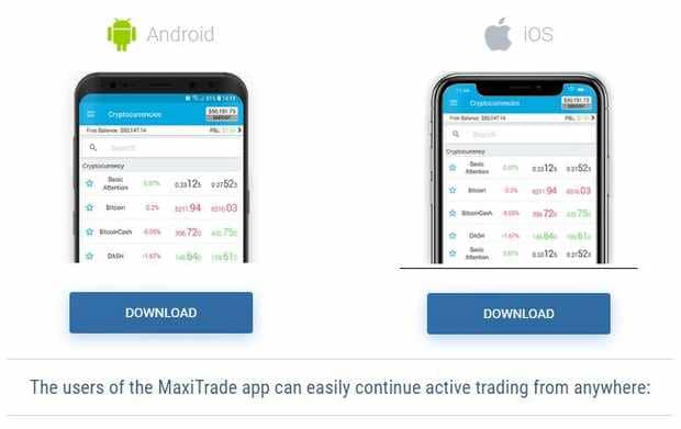 maxitrade.com mobile application