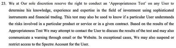 Specter rules: a project can test traders for knowledge about the markets