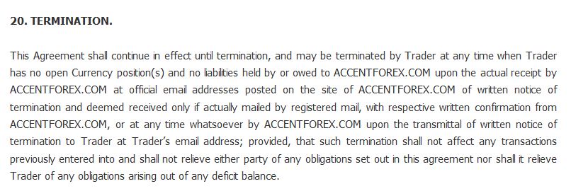 AccentForex termination